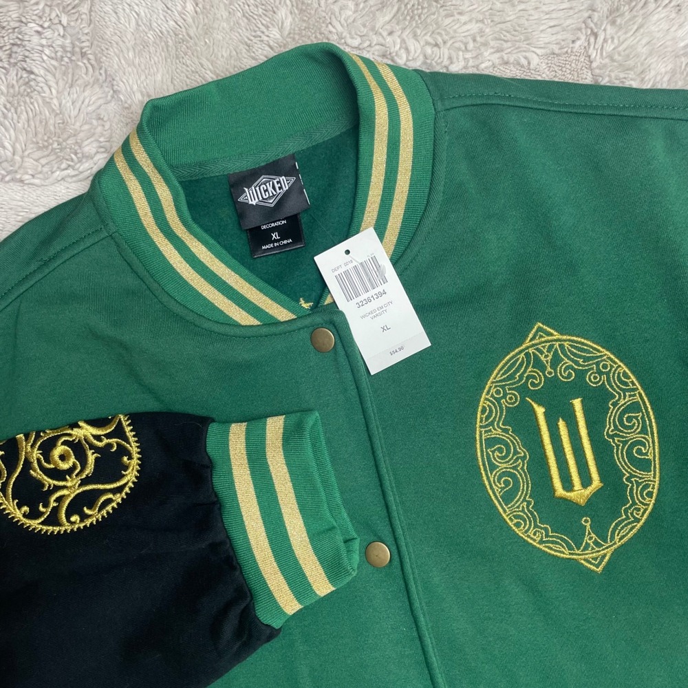 Wicked Emerald City Varsity Jacket Green Black Gold Embroidery XL